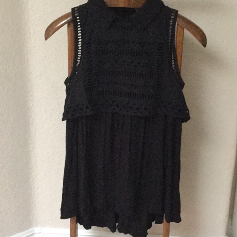 Free People sleeveless tunic top-black-XS